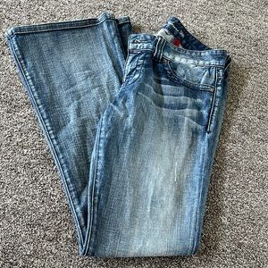 Guess low rise flare leg jeans in light blue wash size 28